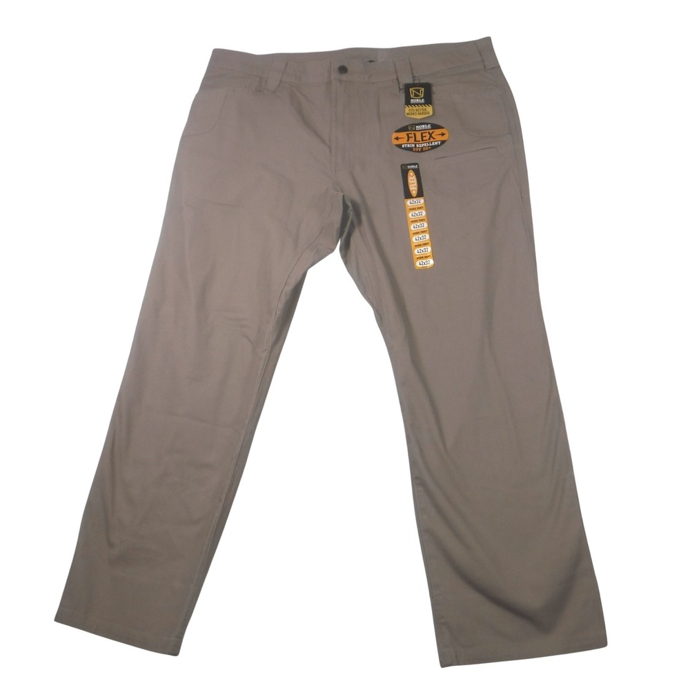 Noble‎ Outfitters Flex Canvas Work Pants Khaki 42x32 Stain Repellent UPF 50+ NEW
